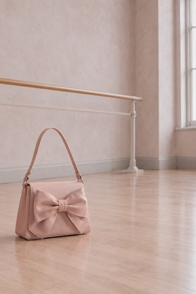 Nœud Bow-Front Mini Shoulder Bag in blush faux leather, photographed in the studio.