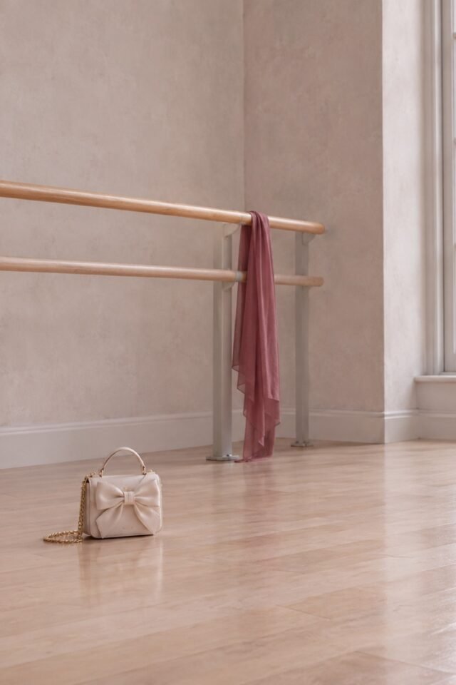 Papillon Micro Bow Bag in ivory faux leather, photographed in the studio.