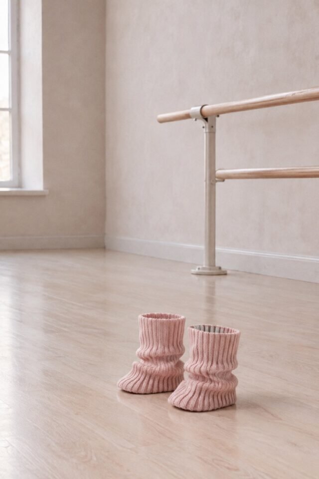 Tricot Cotton-Blend Ankle Warmers in blush pink, photographed in the studio.