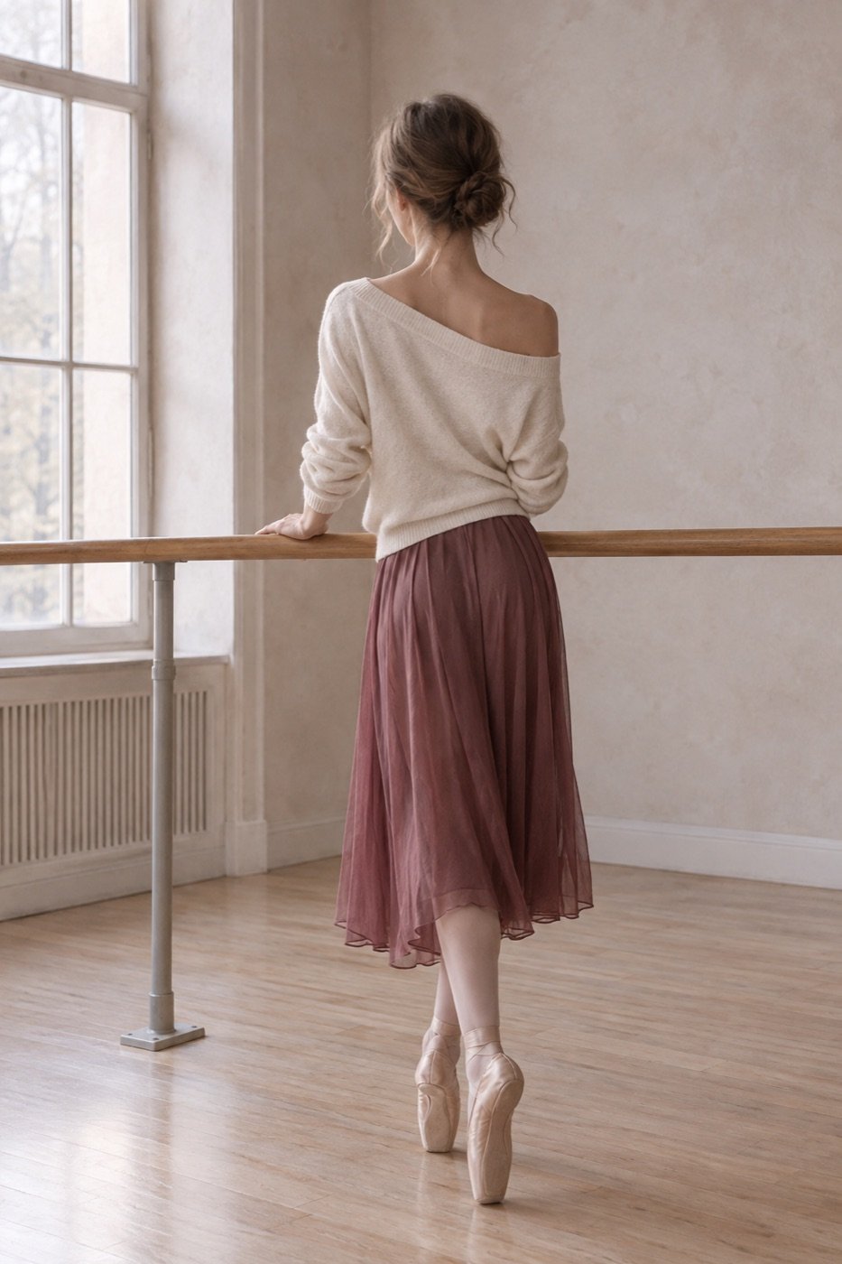 Douce Ballet-Neck Knit Pullover